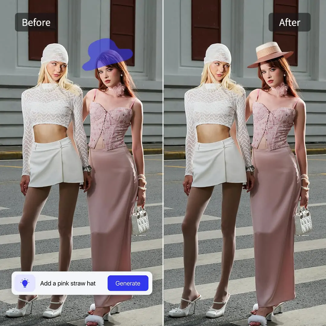 Generate a hat to the beatiful girl