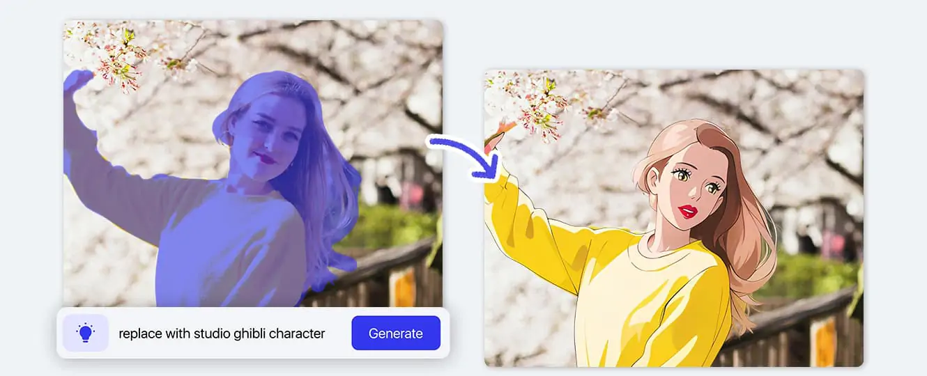 Use AI replacement tool to change face in one click