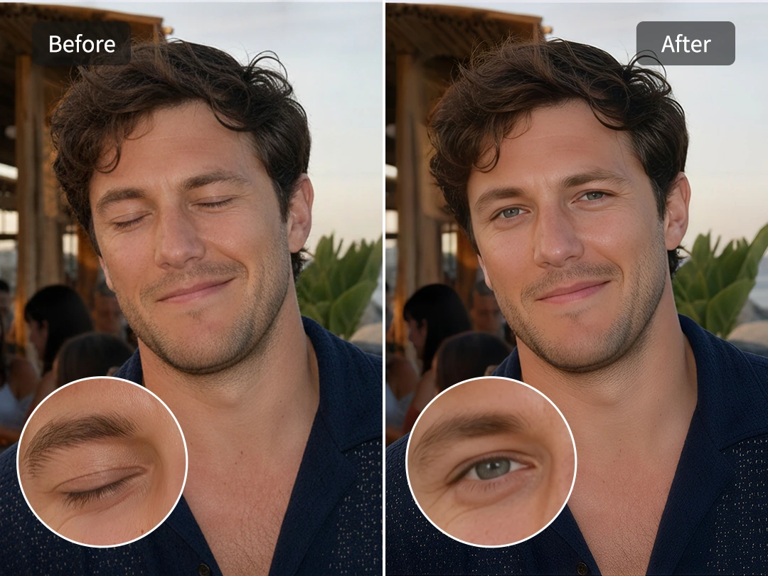 Fix closed eyes and awkward expressions with AI reshot