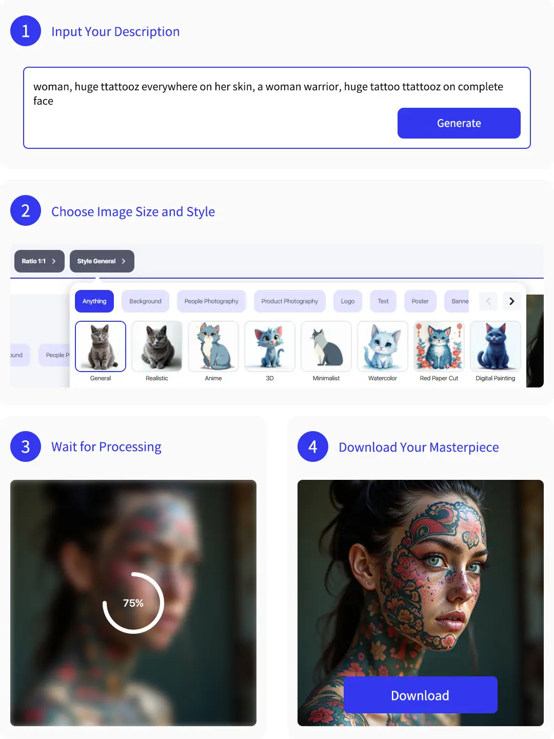 The process of using Pokecut's ai tattoo generator