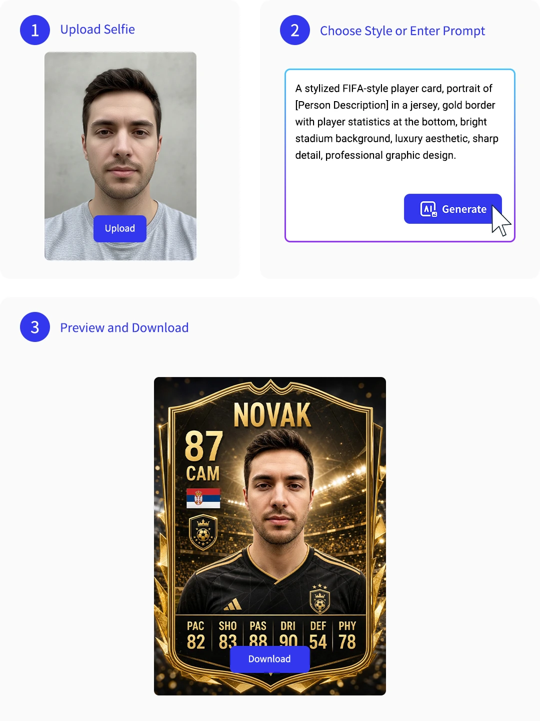 Follow three steps to make an AI World Cup photo