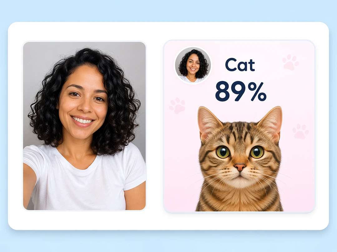 Create an animal face test result from one uploaded selfie