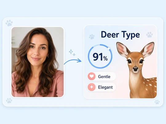 Show a deer type result based on gentle facial features