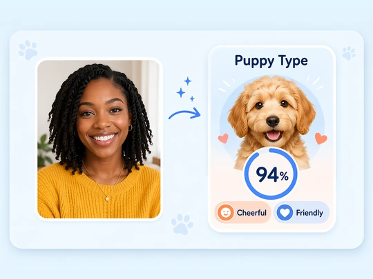 Show a puppy type result based on friendly facial features
