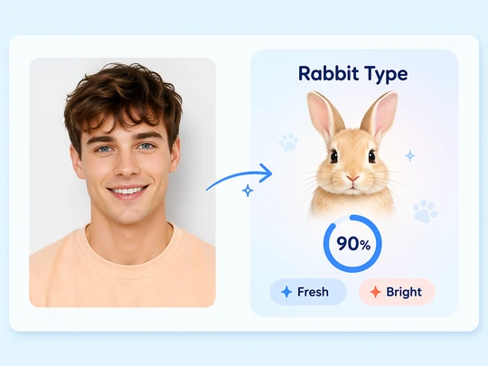 Show a rabbit type result based on rounded facial features