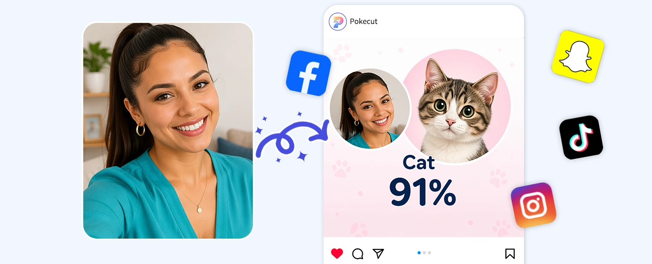 Animal face match card ready to share on social media