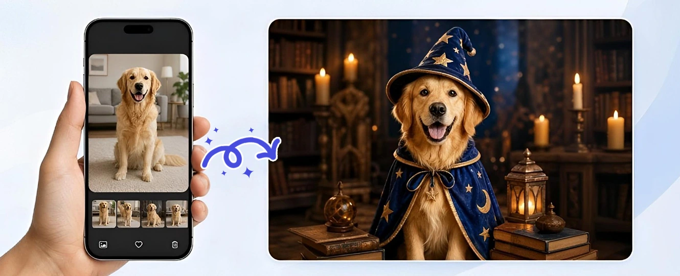 Edit a pet photo for a family keepsake