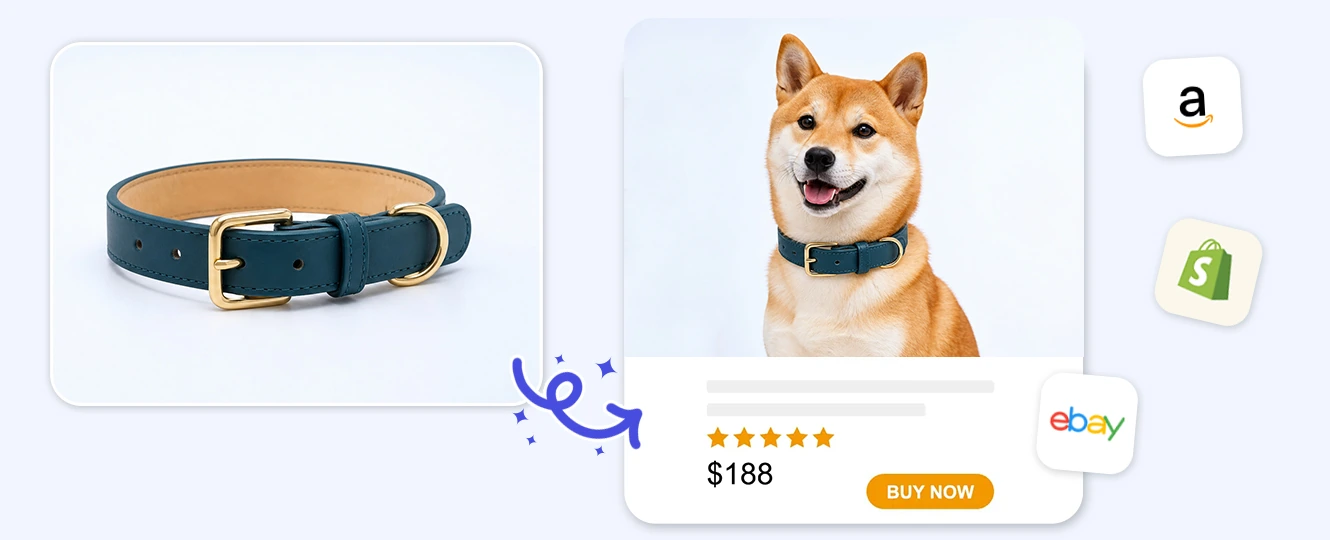 Make a clean pet product preview for online selling