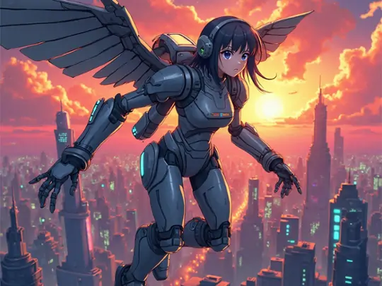 Using Pokecut’s AI anime generator to create sci-fi comic images: a cyberpunk girl.