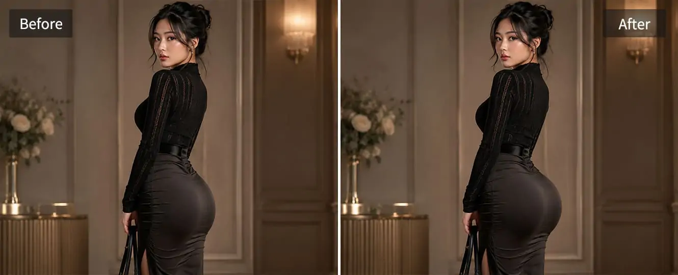 Retouch portrait body curves naturally