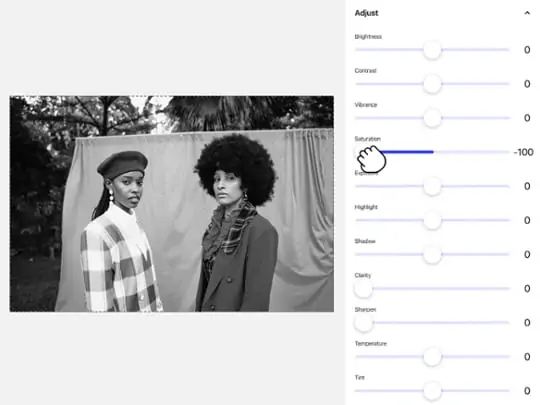 Drag the Saturation slider to -100 to remove the color from your photo.