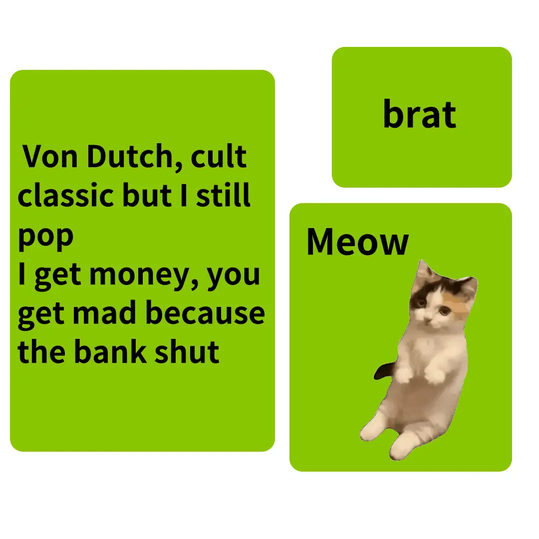 A photo of a Brat-style Charli XCX album cover created by Pokecut's Brat Generator
