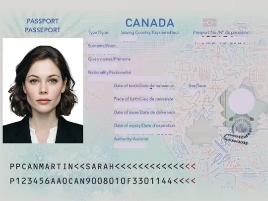 Canada passport photo with AI-adjusted size, official background color, and compliance check