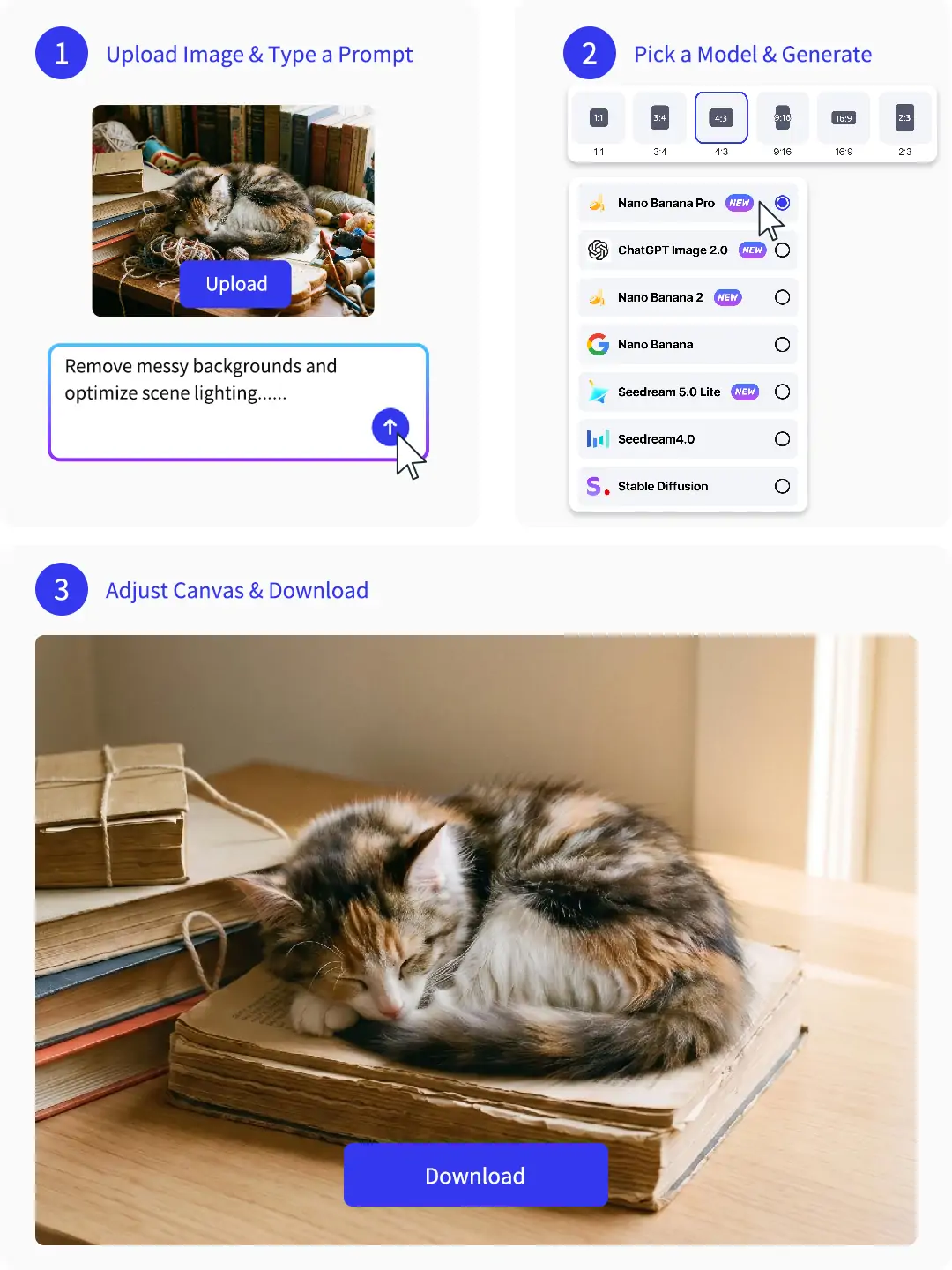 Three-step chat edit workflow for prompt photo editing
