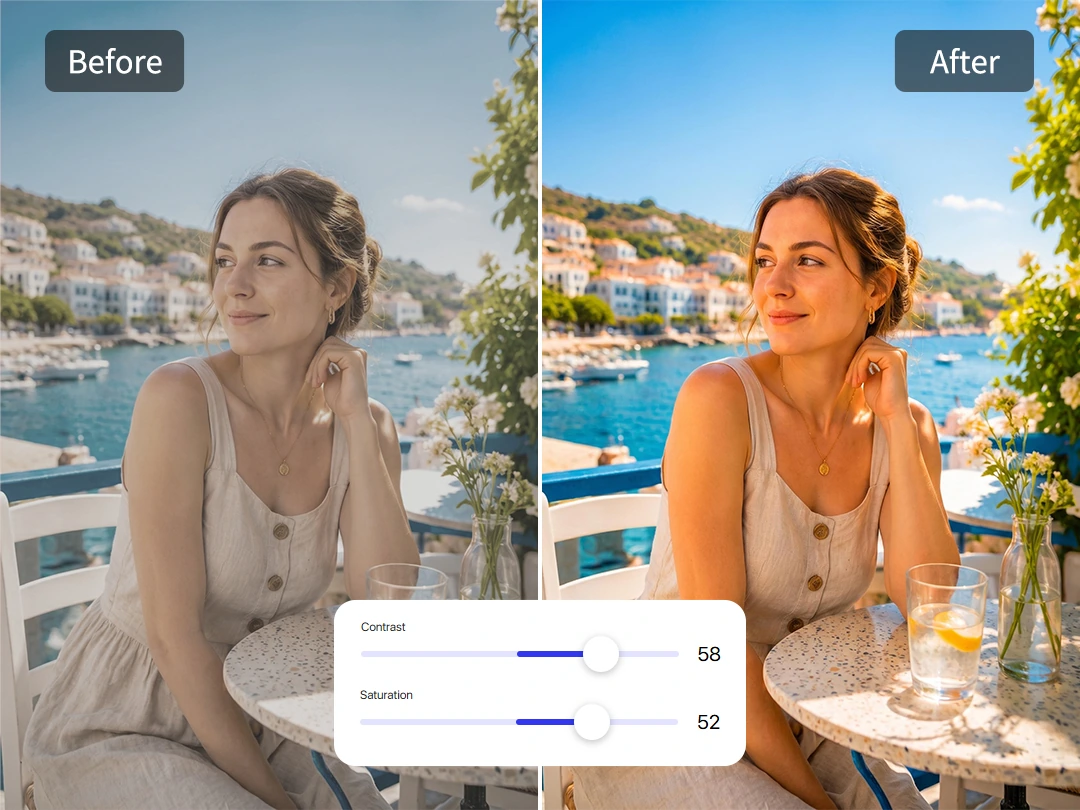 Adjust photo colors with a simple correction slider