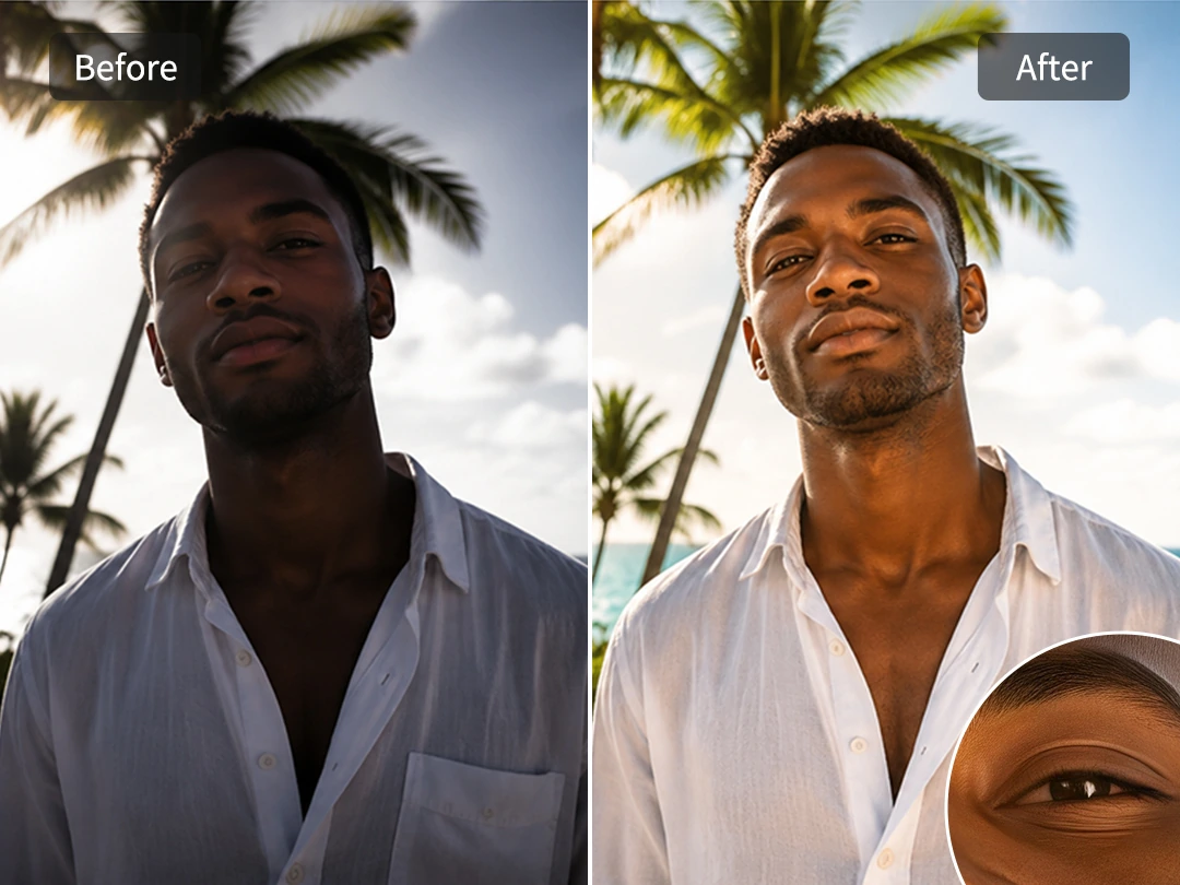 Correct exposure and shadows with photo lighting sliders