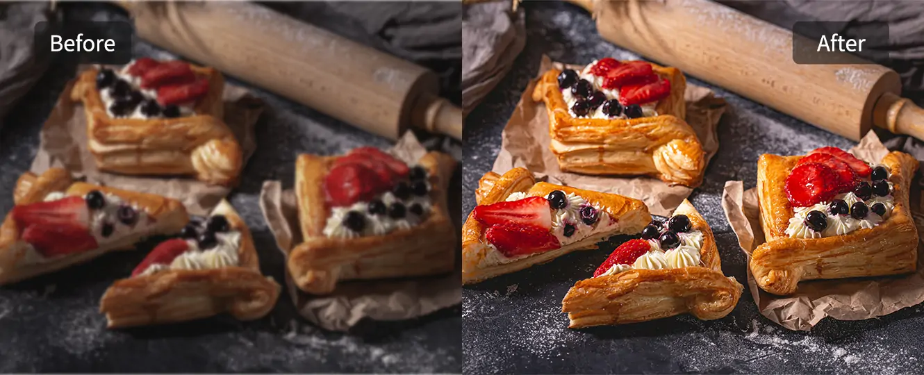 Use Pokecut’s color correctorl to make your food photos more appealing