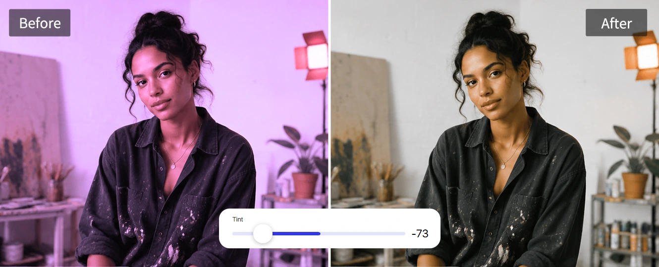 Correct green or magenta tint in a photo