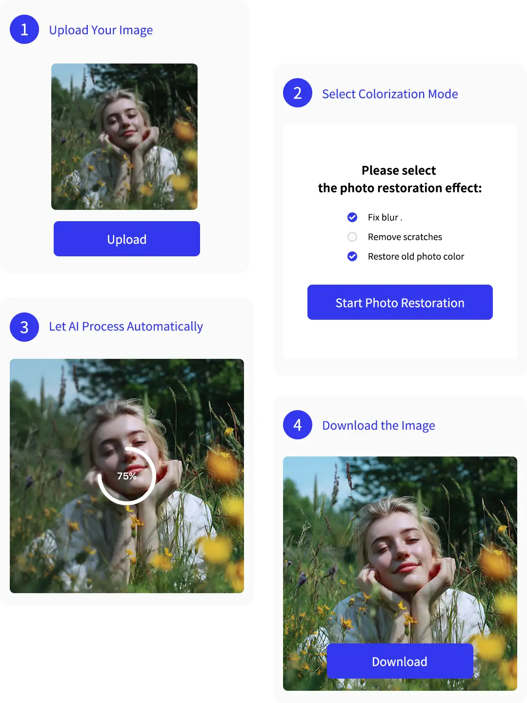 The process of using Pokecut's AI to your photo color-corrected