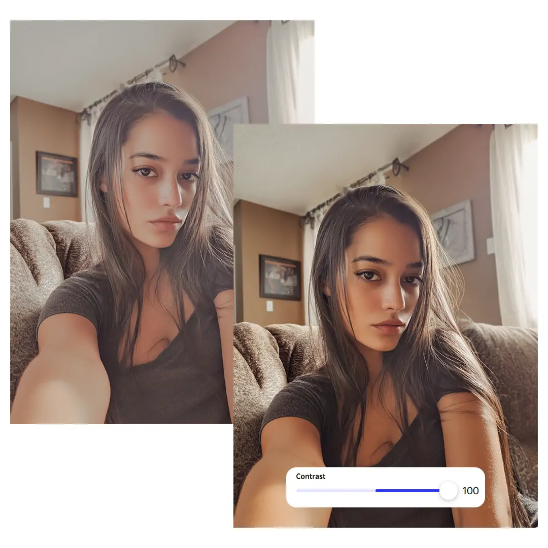 Pokecut's contrast editor easily adjusts the contrast of portrait photos