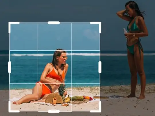 Crop tool for enhancing photo composition by removing unwanted elements.