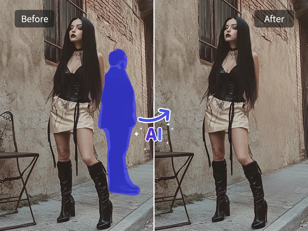 Crop someone out of a photo with AI