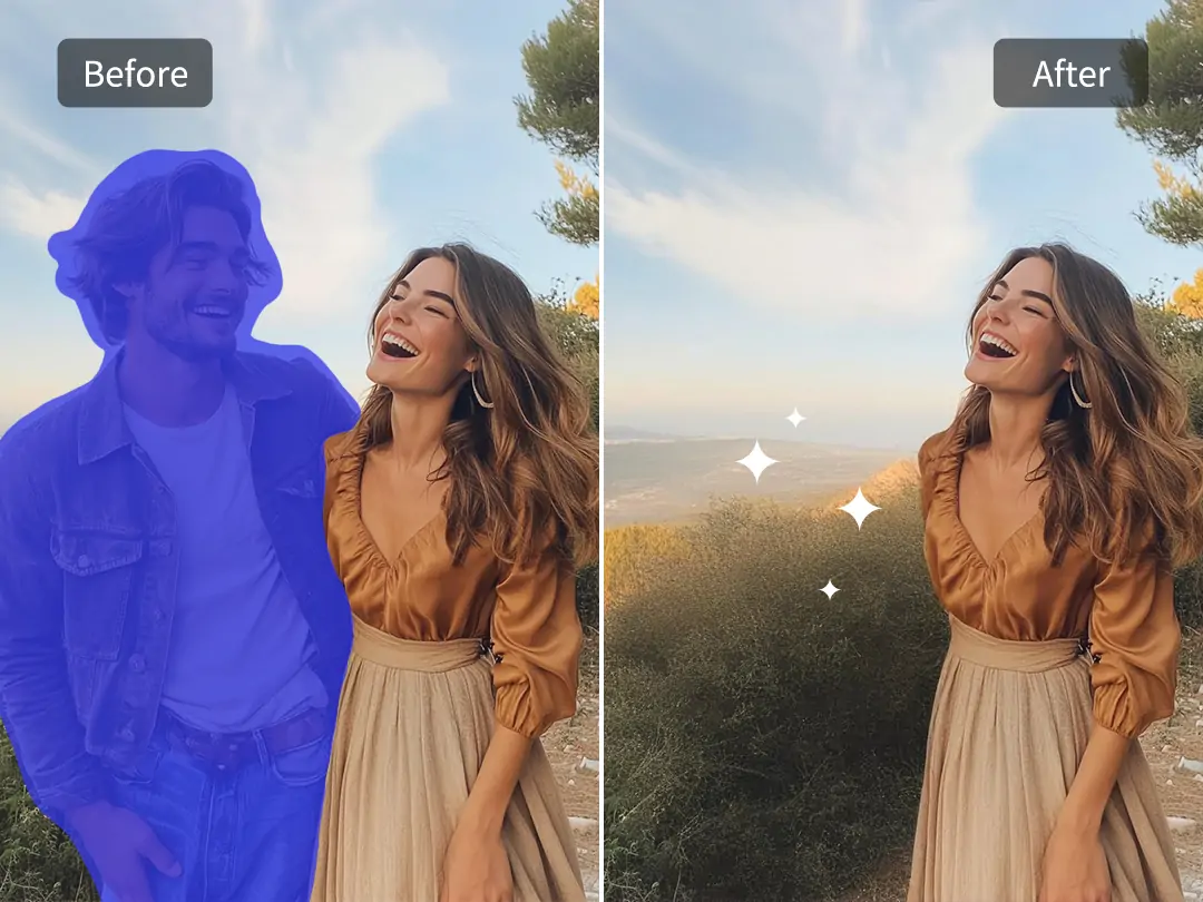Crop out an ex from a couple's photo