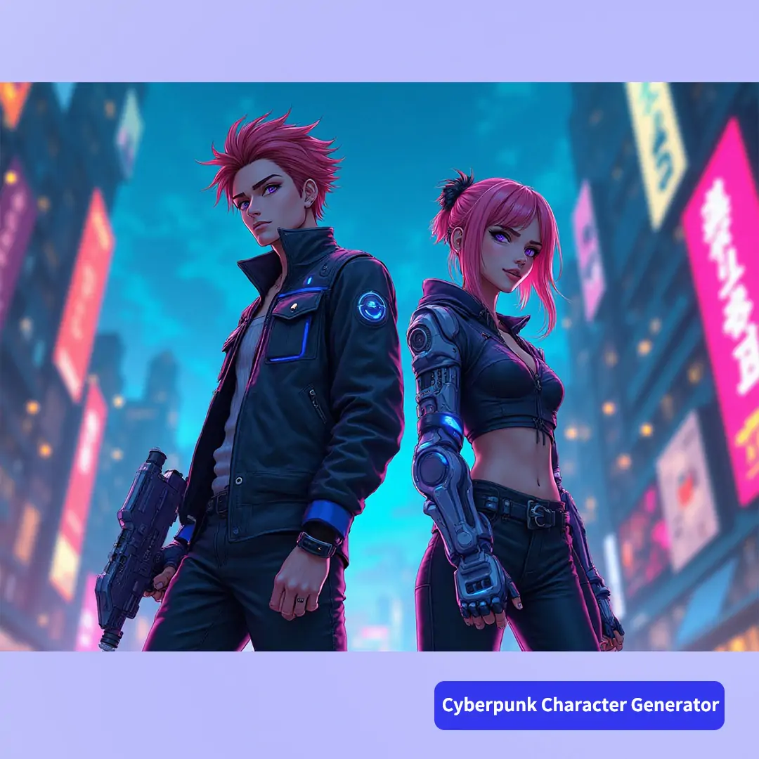 Realistic AI-generated cyberpunk characters created by Pokecut