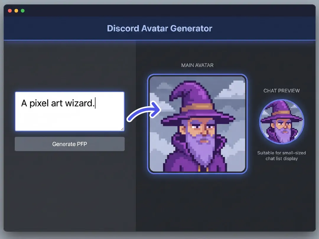 Generate a custom Discord avatar from a short prompt