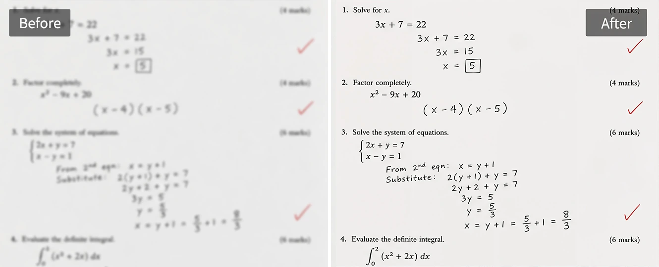 unblur academic papers and homework uploads