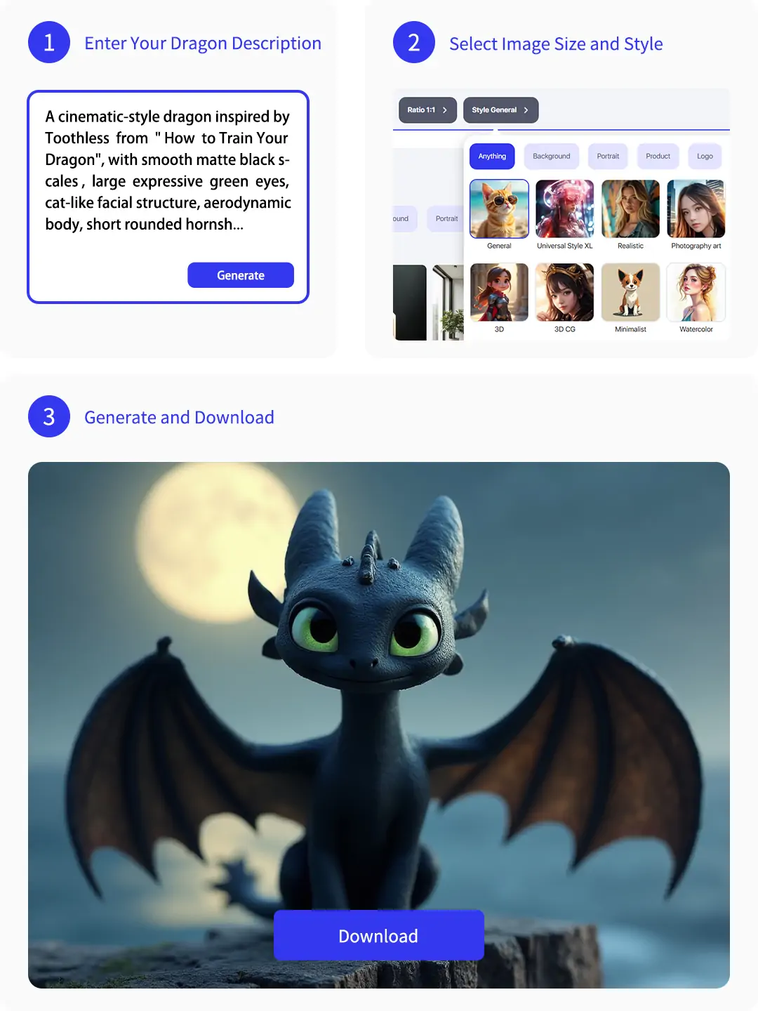 3 steps in creating dragons with Pokecut
