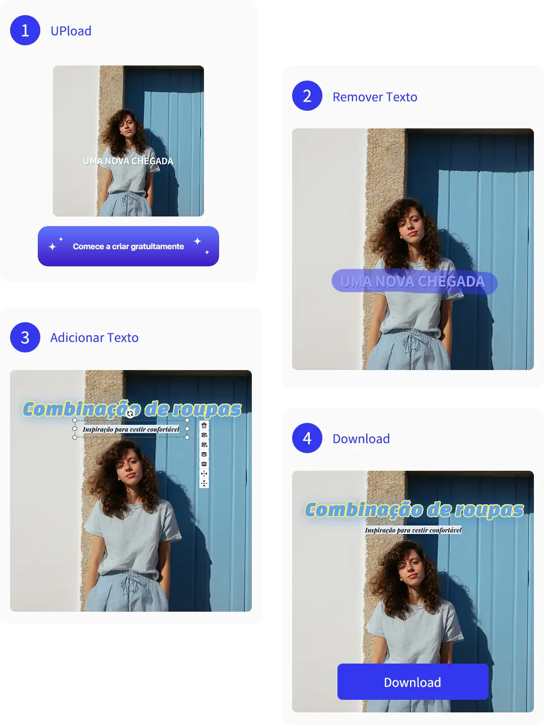 Exclua texto na imagem e adicione texto na posição original