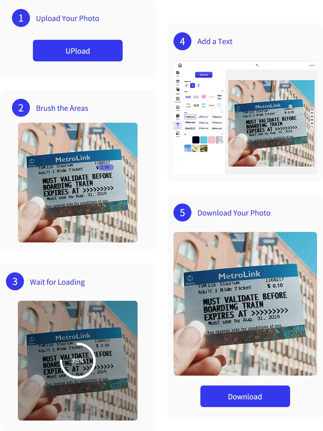 The Process of editing number in photo with Pokecut