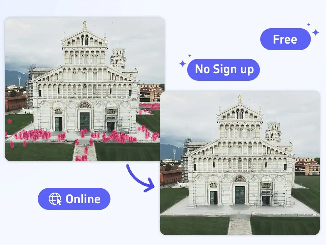 Use Pokecut's online tool to remove people from photo for free