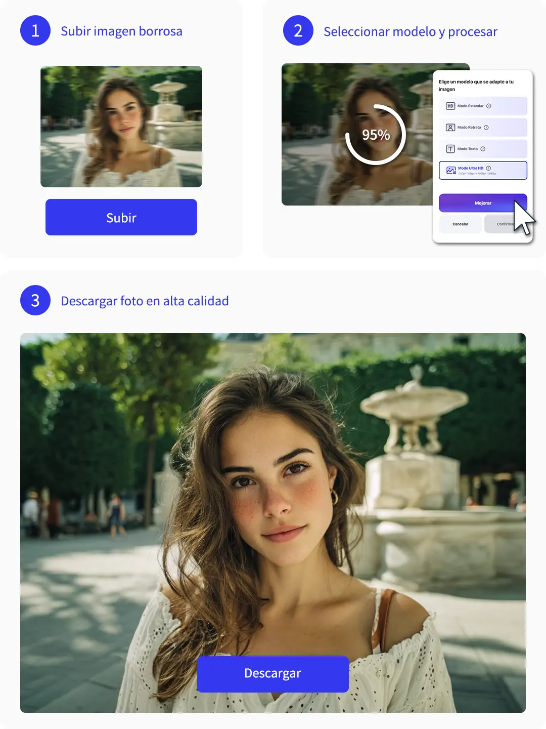 El proceso para arreglar una foto borrosa usando Pokecut