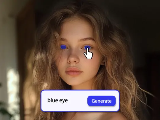 Enter a text description or upload a reference image to change the eyes in your photo