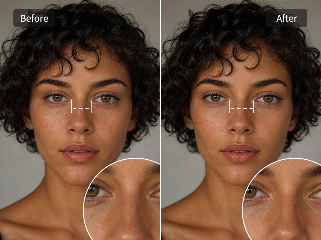 Keep skin and lashes clear during eye spacing edits