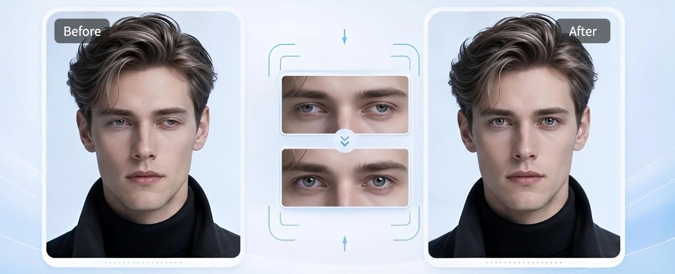 Repair eye spacing in an AI-generated portrait
