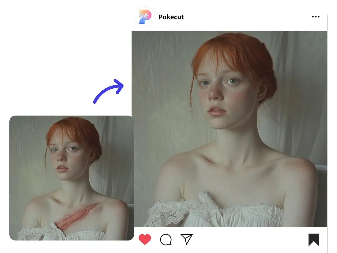 Use Pokecut's skin retouching to remove scars.