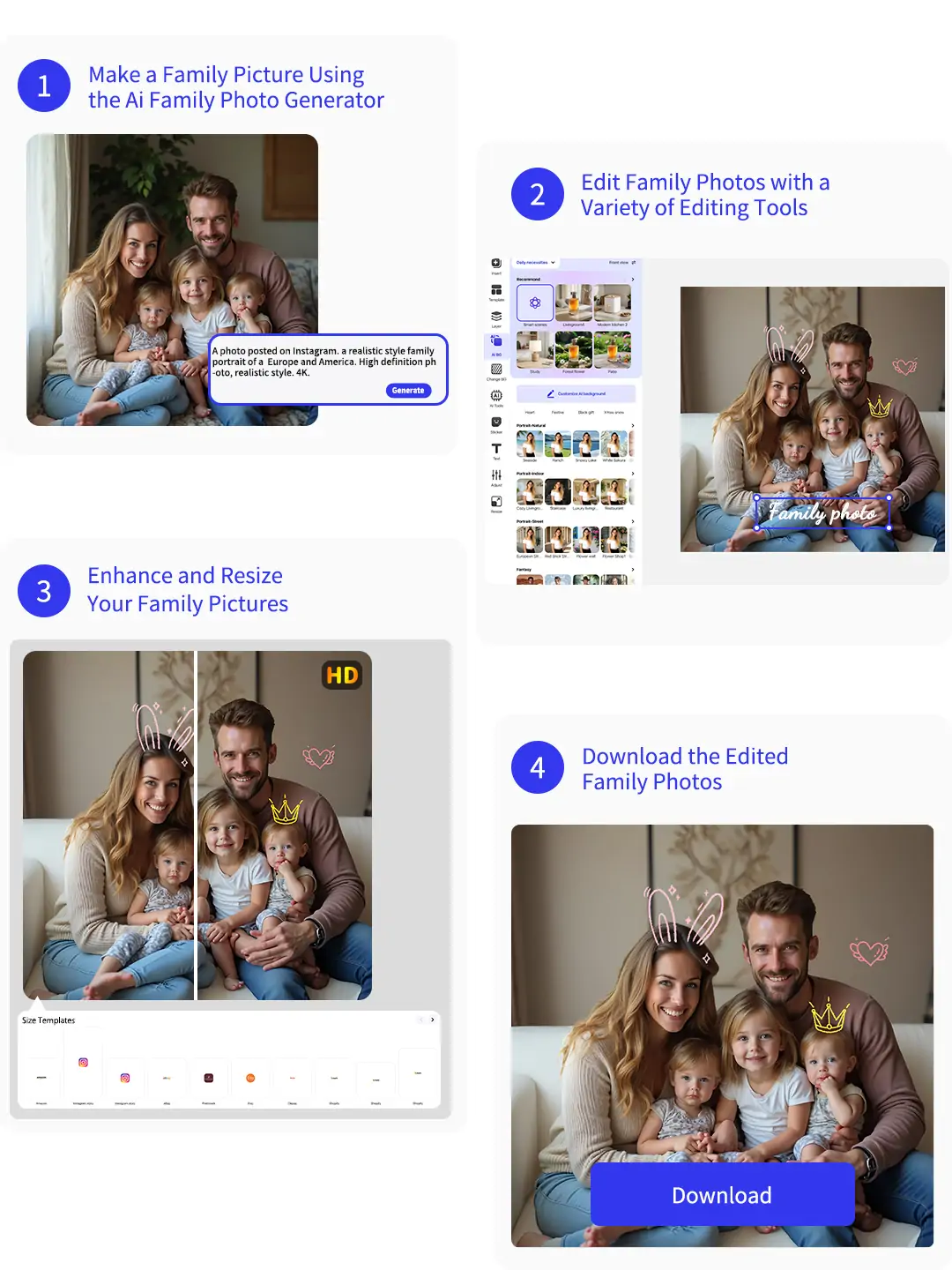 The process of using Pokecut family picture editor to make AI family photo