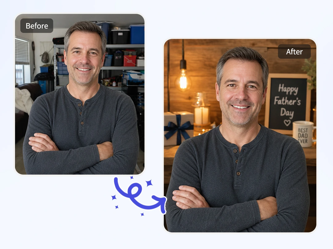 Replace a dad photo background for Father's Day