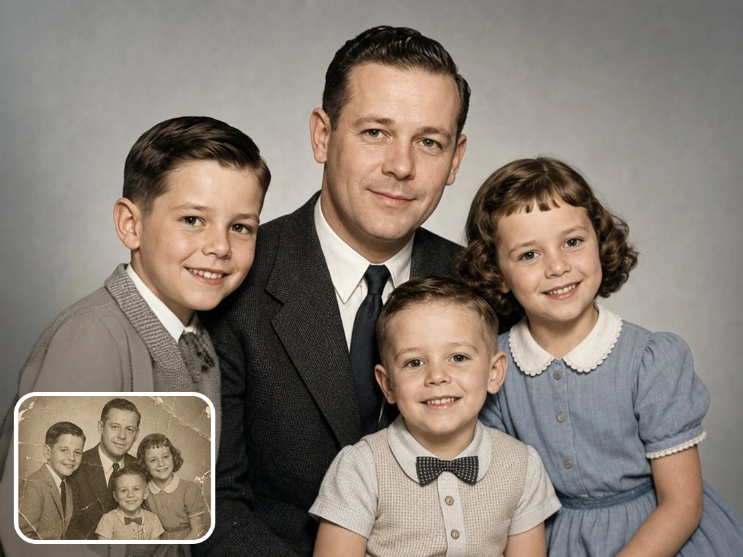 Restore an old father photo for a printed gift