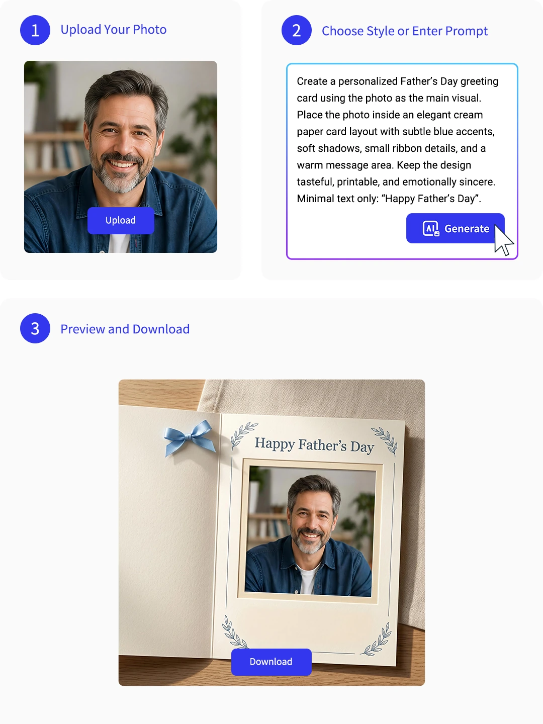 Follow three steps to edit a Father's Day photo