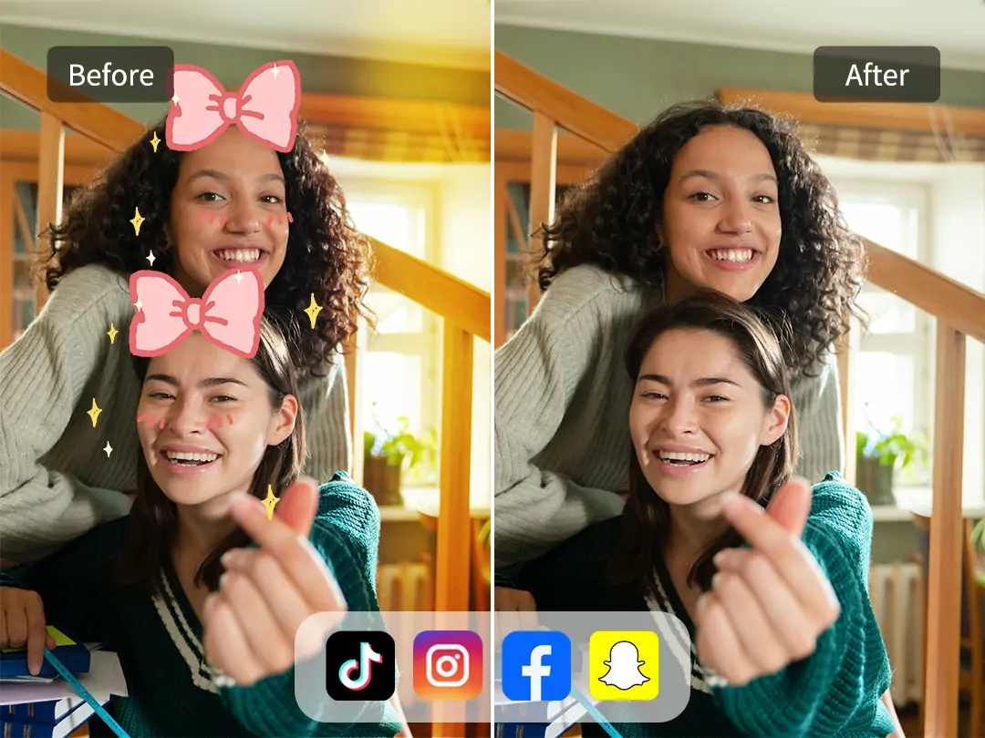 Entfernen Sie den Filter von Foto auf TikTok, Instagram, Snapchat, Facebook usw.