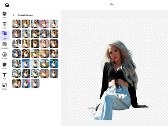 AI process showing upload, background removal, and fireworks background generation for a social media photo.