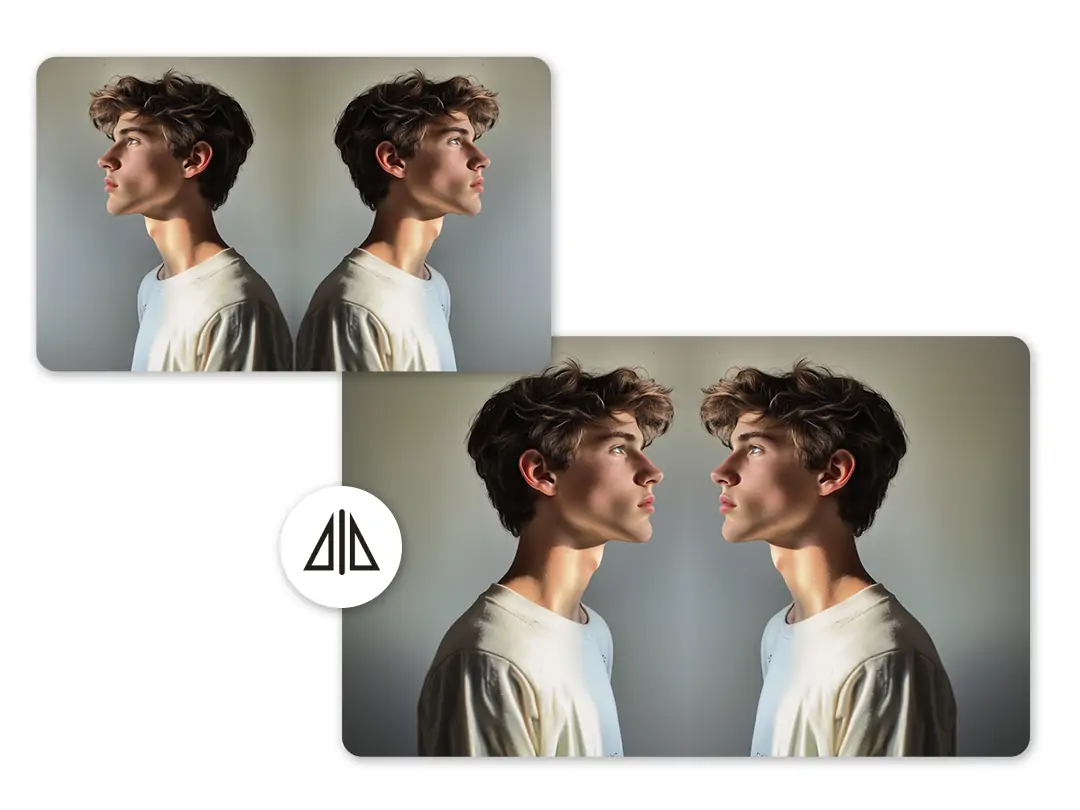 Horizontally flipped mirror image for creative design