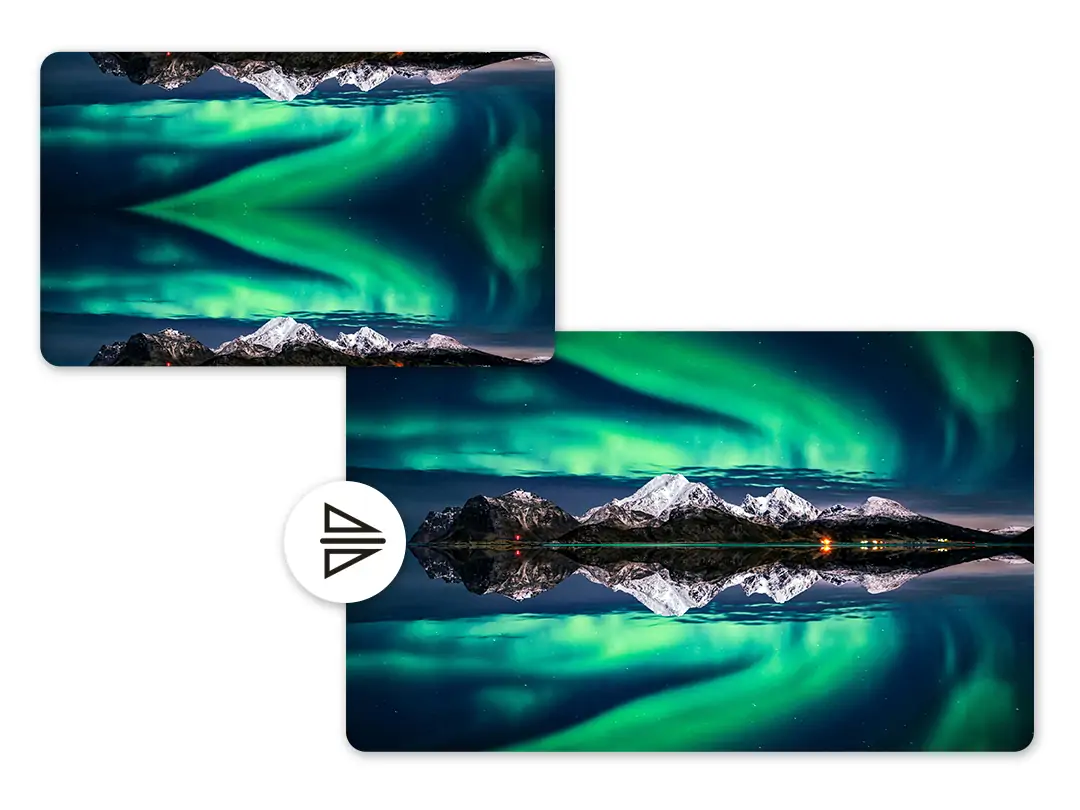 A vertically flipped photo showing upside-down scenery