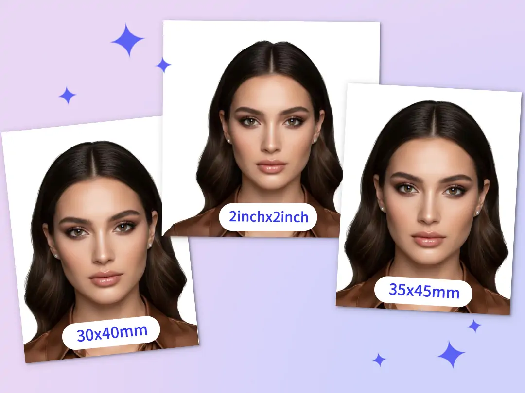 Modelos de tamanho para fotos de identificação