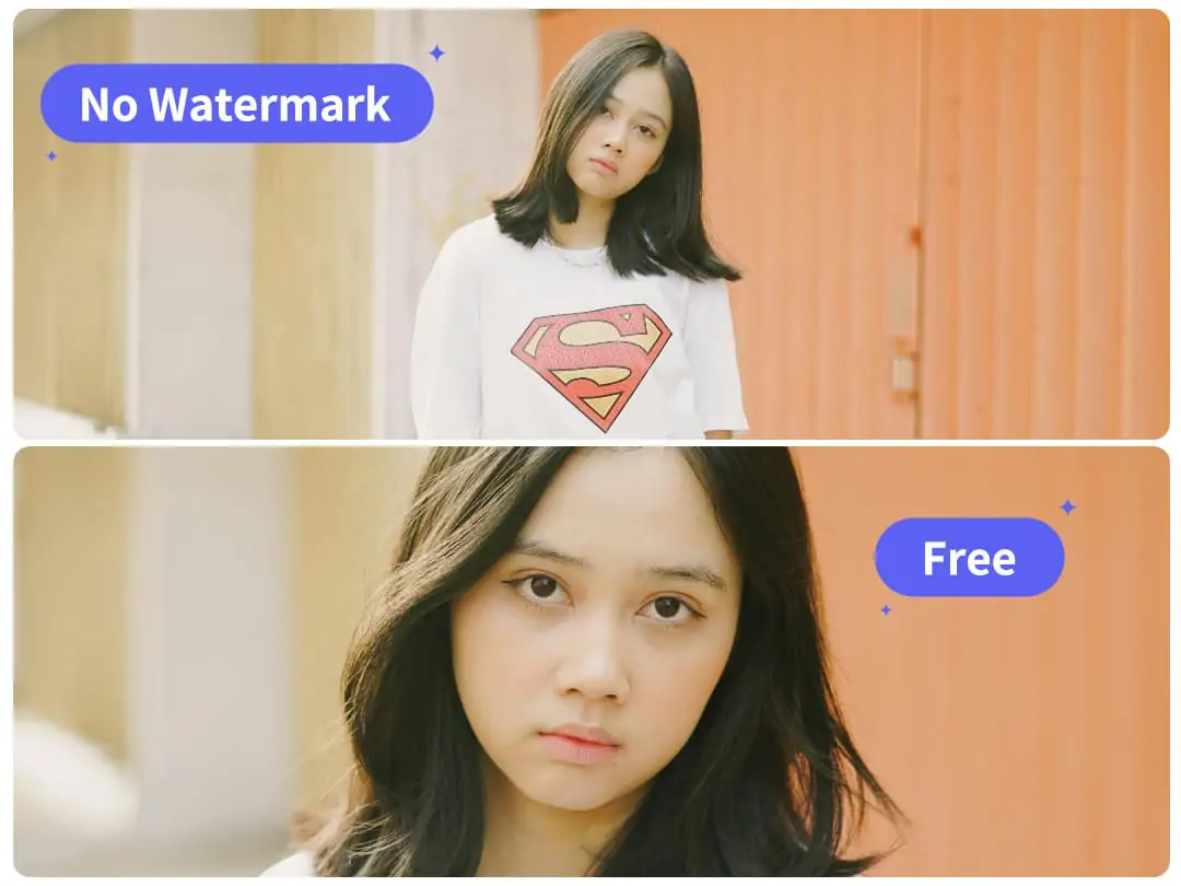 Penggabungan dua foto tanpa watermark menggunakan alat online Pokecut dengan antarmuka sederhana