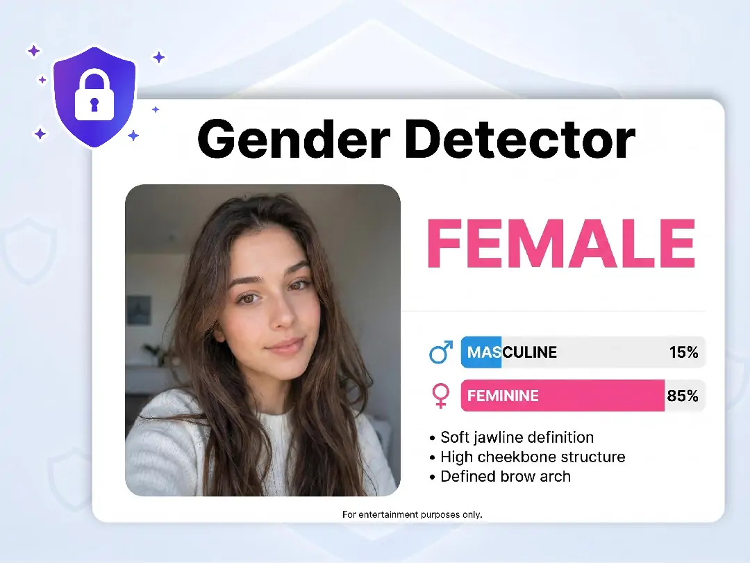 Private online gender detector workflow for a selfie